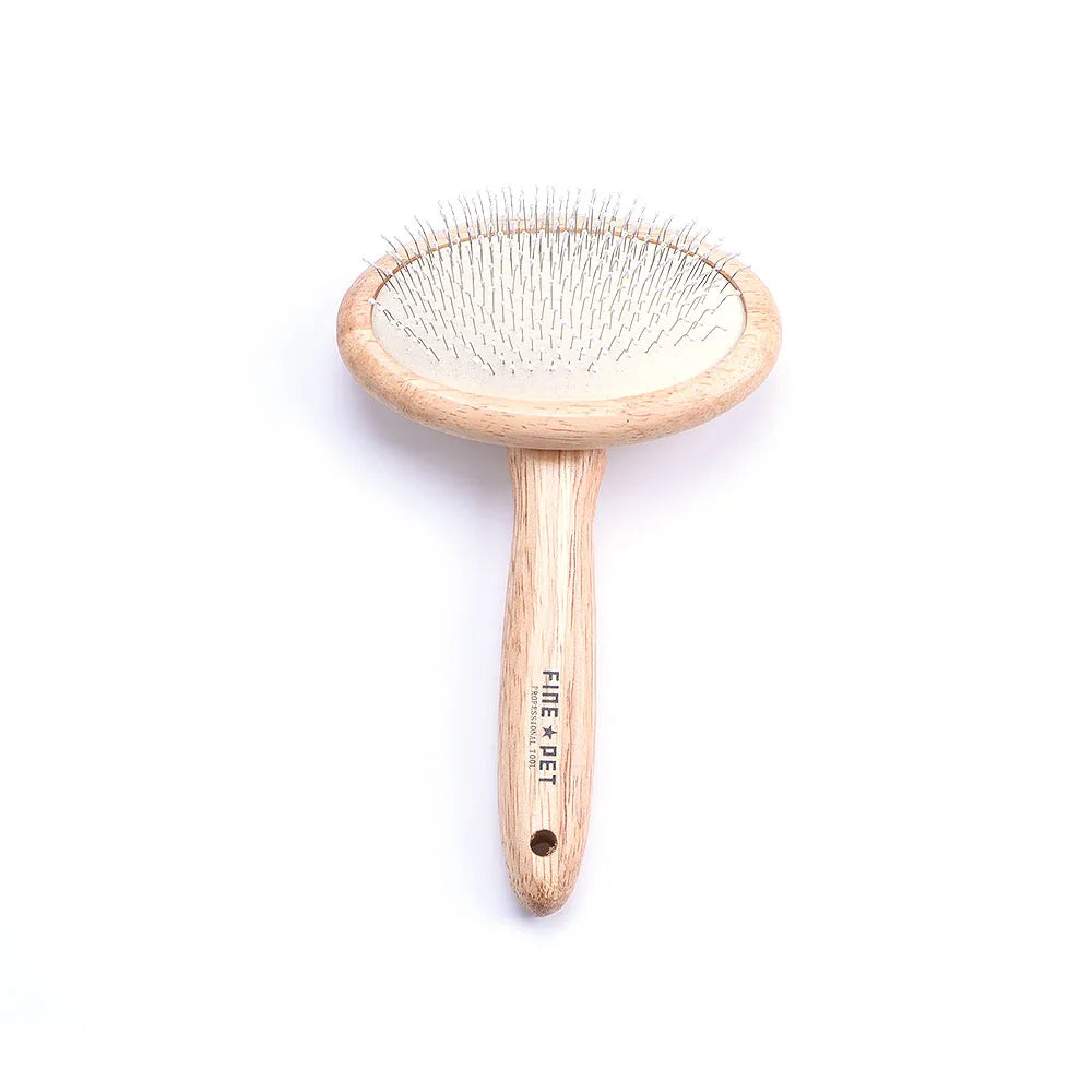 Wooden Dogs and Cats Slicker Brush for Removing Mats, Tangles and Loose Hair, Pet Grooming Comb for Long or Short Hair Dogs