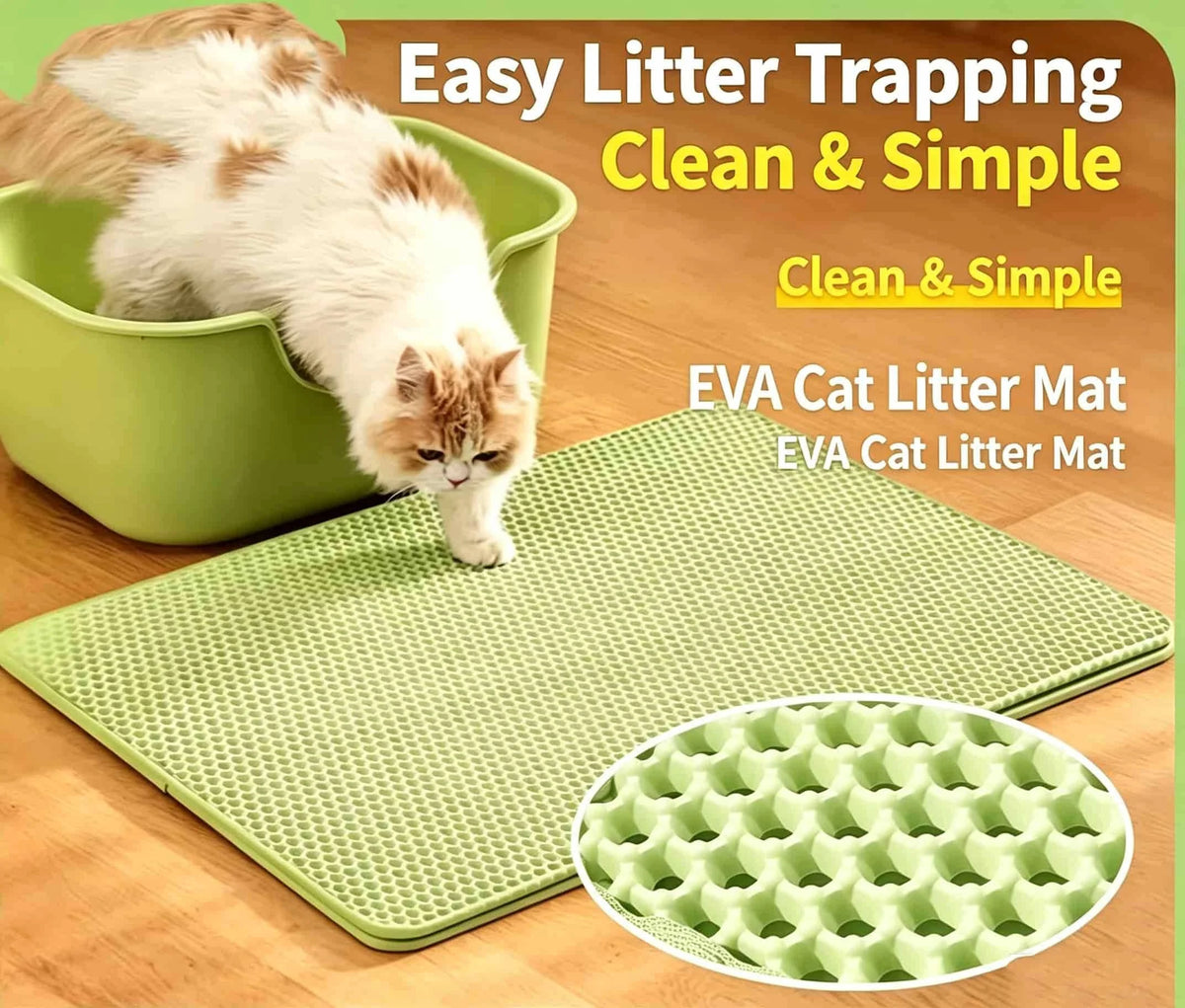 Cat Accessories Double Layer Litter Trapping Mat, Cat Stuff Washable Anti Tracking Pad, Pet Cat Supplies for Litter Box