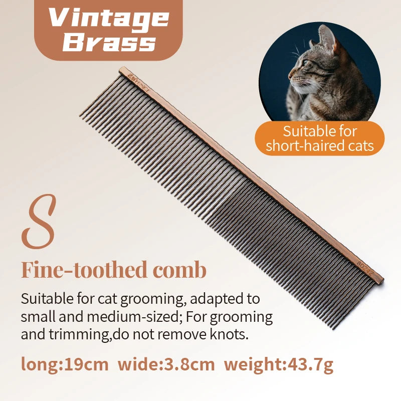 Fenice Professional Anti-Corrosion Grooming Comb For Dogs Cats Tapered Stainless Steel Pins Pet Grooming Supplies