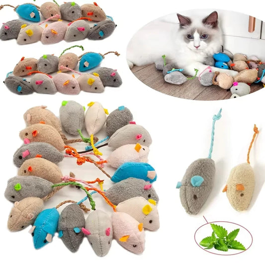 5pcs Rattle Cat Mouse Toys Prefilled Catnip Interactive Kitten Toy Cat Mice Toys Bite Resistance Cat Playing Toy Cat Accessories