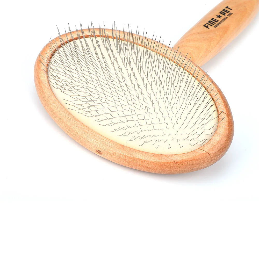 Wooden Dogs and Cats Slicker Brush for Removing Mats, Tangles and Loose Hair, Pet Grooming Comb for Long or Short Hair Dogs