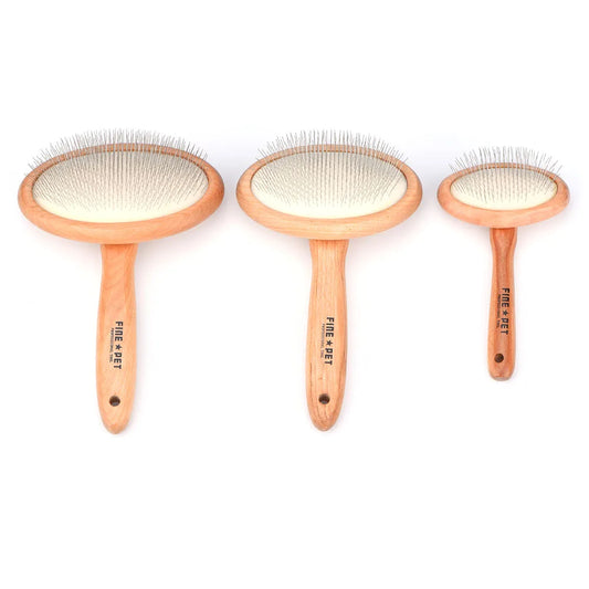 Wooden Dogs and Cats Slicker Brush for Removing Mats, Tangles and Loose Hair, Pet Grooming Comb for Long or Short Hair Dogs