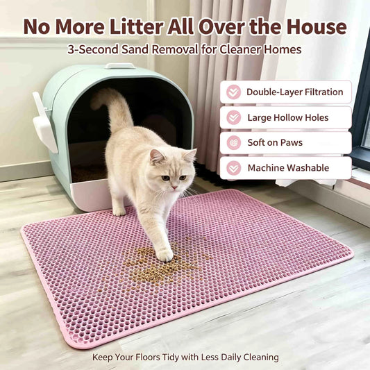 Cat Accessories Double Layer Litter Trapping Mat, Cat Stuff Washable Anti Tracking Pad, Pet Cat Supplies for Litter Box