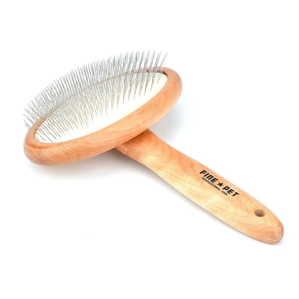 Wooden Dogs and Cats Slicker Brush for Removing Mats, Tangles and Loose Hair, Pet Grooming Comb for Long or Short Hair Dogs
