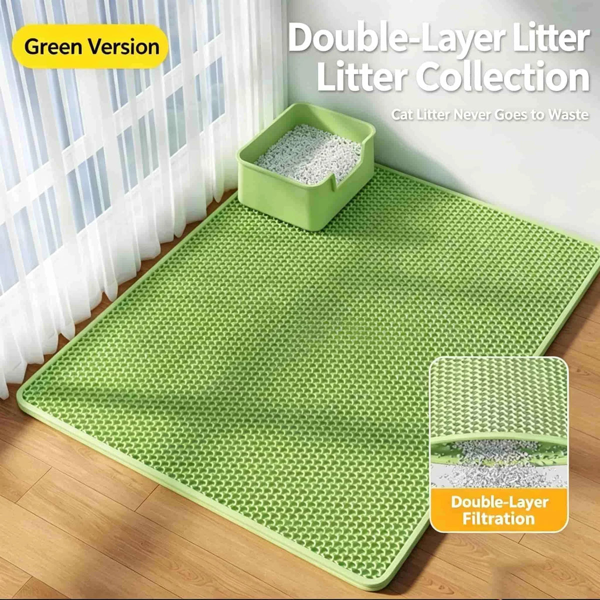 Cat Accessories Double Layer Litter Trapping Mat, Cat Stuff Washable Anti Tracking Pad, Pet Cat Supplies for Litter Box
