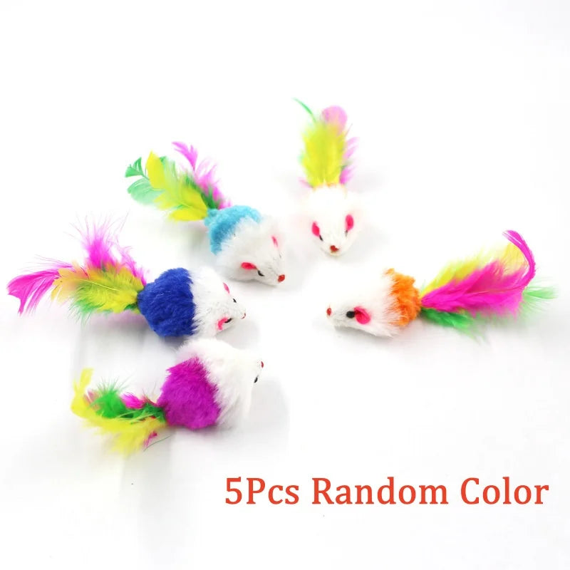 5pcs Rattle Cat Mouse Toys Prefilled Catnip Interactive Kitten Toy Cat Mice Toys Bite Resistance Cat Playing Toy Cat Accessories