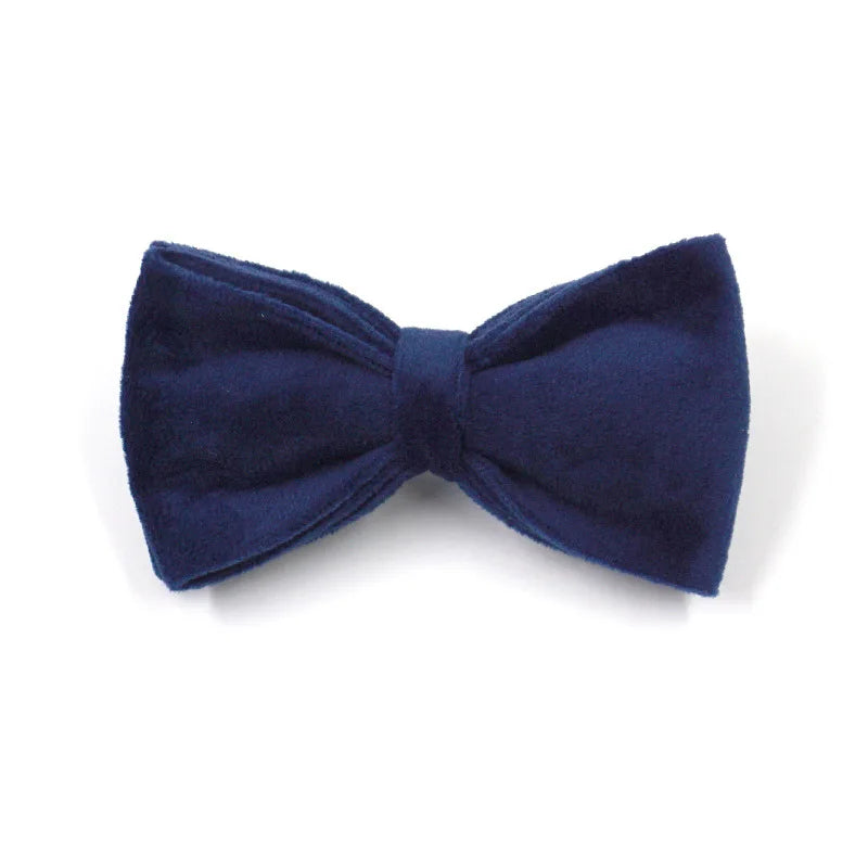 Deep Blue Velvet Personalized Dog Harness Luxury Designer Dog Collar Leash Set Bow Pet Collar with Walking Lead Pet Accessories