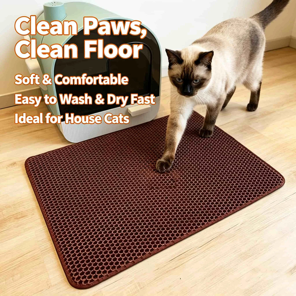 Cat Accessories Double Layer Litter Trapping Mat, Cat Stuff Washable Anti Tracking Pad, Pet Cat Supplies for Litter Box